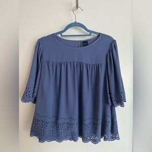 Women’s Kaari Blue laser cut blouse